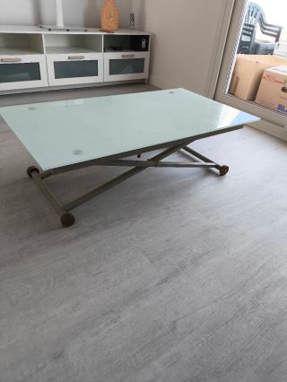 Mesa de centro elevable cristal y metal