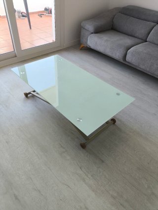 Mesa de centro elevable cristal y metal