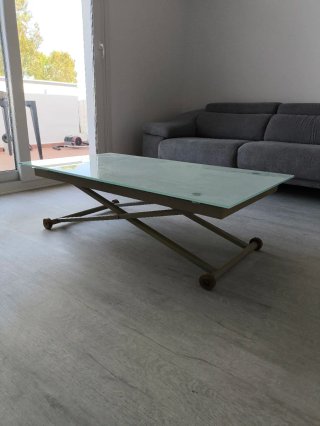 Mesa de centro elevable cristal y metal