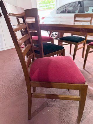 Mesa comedor y 6 sillas madera y cristal