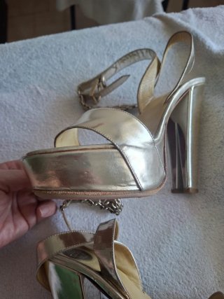 Sandali Versace Oro Tacco Alto Piattaforma