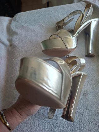 Sandali Versace Oro Tacco Alto Piattaforma