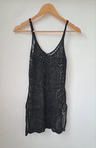 Vestido negro de crochet talla XS