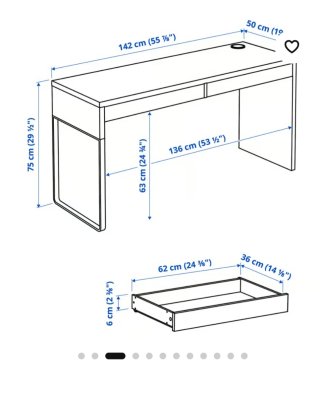 Escritorio Blanco Ikea MICKE 142x50 cm
