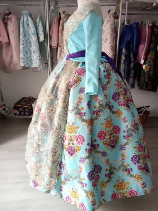 Traje de Fallera Adulta Azul y Morado