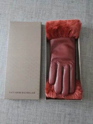 Guantes Piel Granate Salvador Bachiller