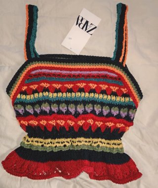 Top uncinetto Zara righe multicolore taglia S
