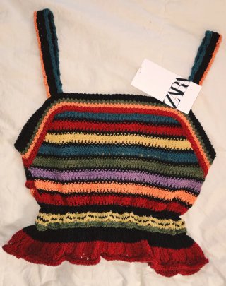 Top uncinetto Zara righe multicolore taglia S