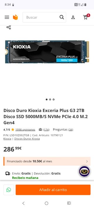 Disco Duro Kioxia Exceria Plus G3 2TB NVMe