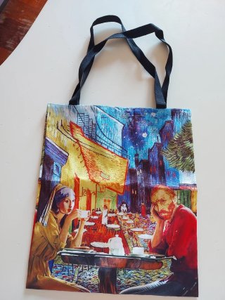 Borsa a spalla con stampa arte