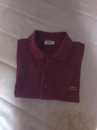 Polo Lacoste Granate Manga Corta Talla S
