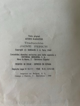 Tebeo Asterix gladiator tapa dura 1968