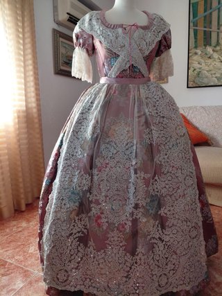 Traje de Fallera Infantil Rosa Maquillaje