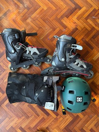 Casco, protecciones y patines