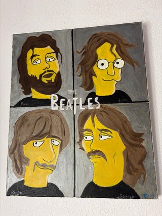 Cuadro óleo Beatles estilo Simpson