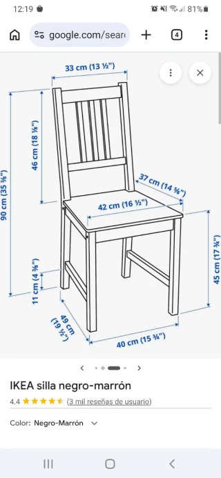 Silla de madera negra