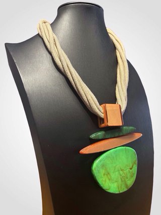 Collana donna beige e verde