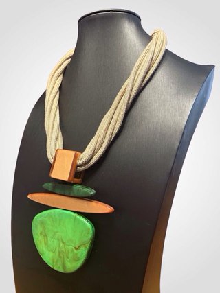 Collana donna beige e verde