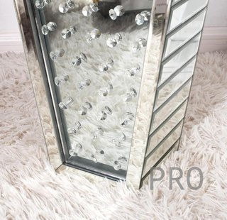 Vaso decorativo da terra moderno, in vetro con cristalli, struttura in MDF, 70 x 29 x 15 cm, argento
