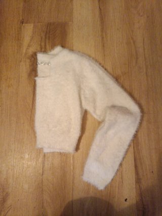Chaquetita pelo beige/blanco talla única