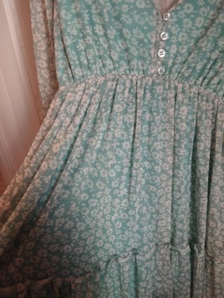Vestito Terranova balze verde e bianco taglia S