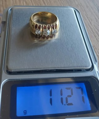 Anillo oro 3 diamantes