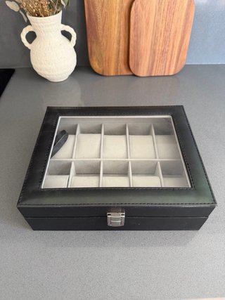 Caja para 10 relojes con tapa de cristal