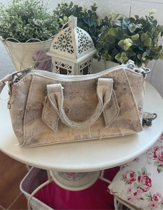 Bolso Zara tela vaquera beige multicolor
