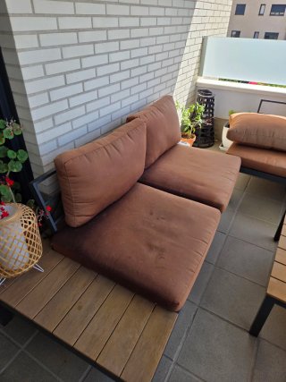 Conjunto Muebles Terraza Marrón y Negro