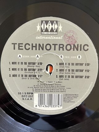 Technotronic "Move It To The Rhythm" vinile dance