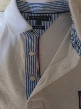 Polo Tommy Hilfiger blanco manga corta
