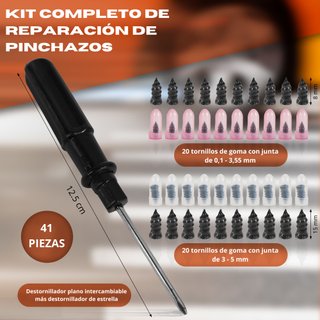 Kit Reparación Pinchazos Coche 41 Piezas