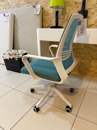 Sedia da ufficio/scrivania color turchese e bianco