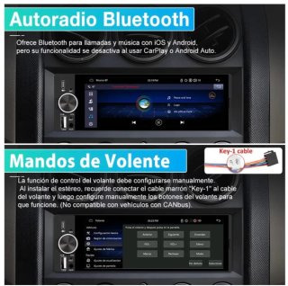 Radio Coche 1 DIN CarPlay Android Auto + Cámara.