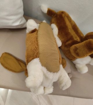 Zapatillas peluche perro marrones y blancas