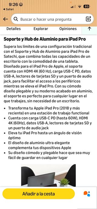 Hub y Soporte Satechi iPad 6 en 1 USB-C