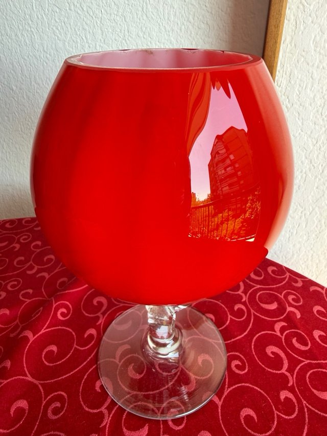 Jarrón Murano Rojo Tipo Copa Brandy Antiguo
