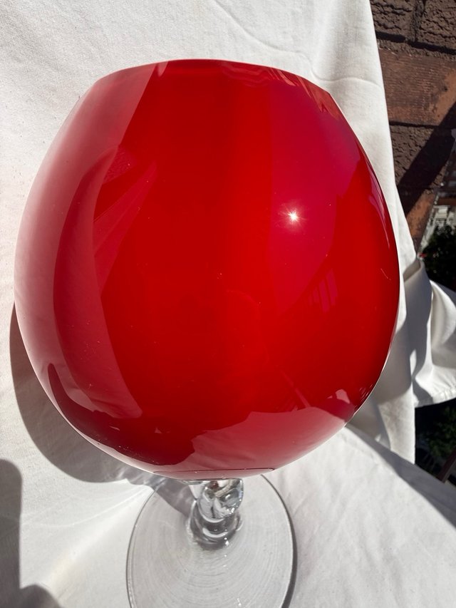 Jarrón Murano Rojo Tipo Copa Brandy Antiguo