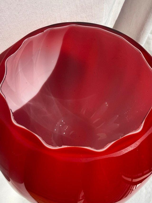 Jarrón Murano Rojo Tipo Copa Brandy Antiguo