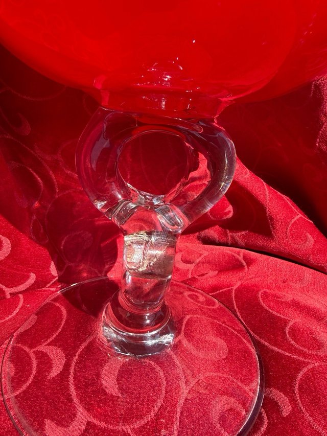 Jarrón Murano Rojo Tipo Copa Brandy Antiguo