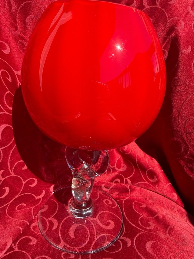 Jarrón Murano Rojo Tipo Copa Brandy Antiguo