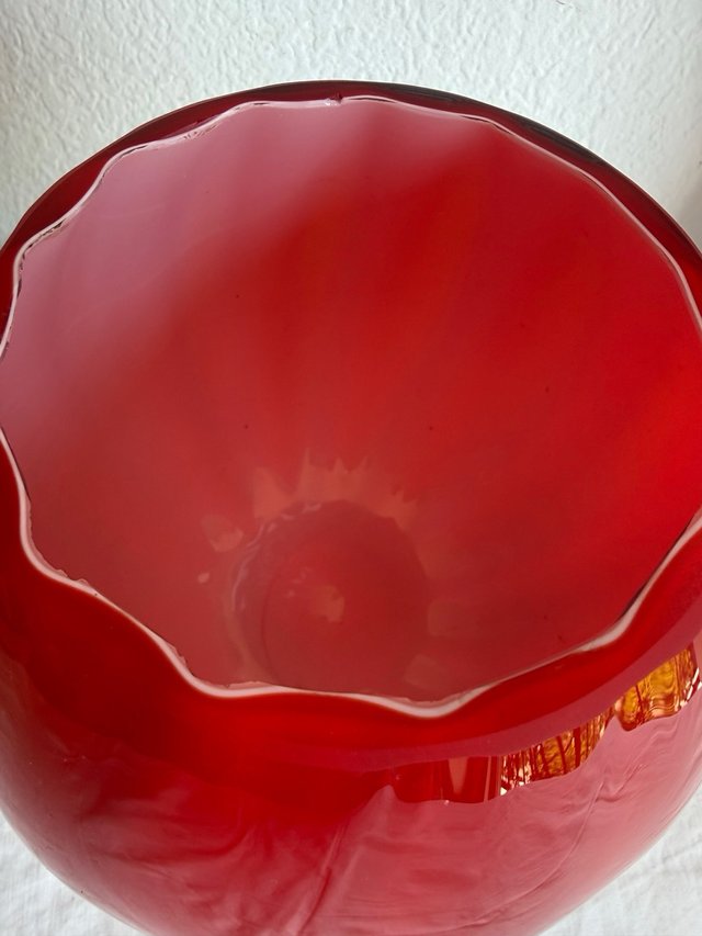 Jarrón Murano Rojo Tipo Copa Brandy Antiguo