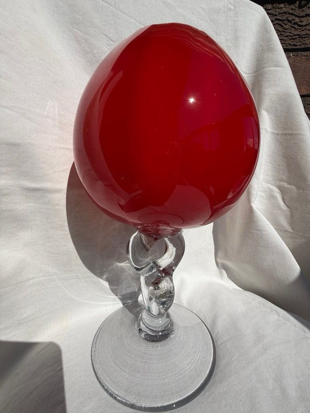 Jarrón Murano Rojo Tipo Copa Brandy Antiguo