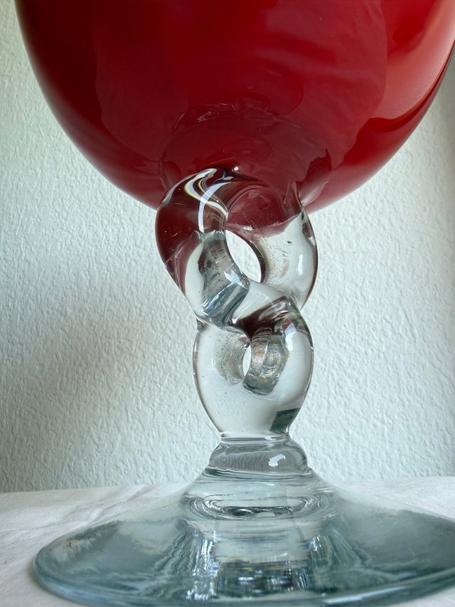 Jarrón Murano Rojo Tipo Copa Brandy Antiguo
