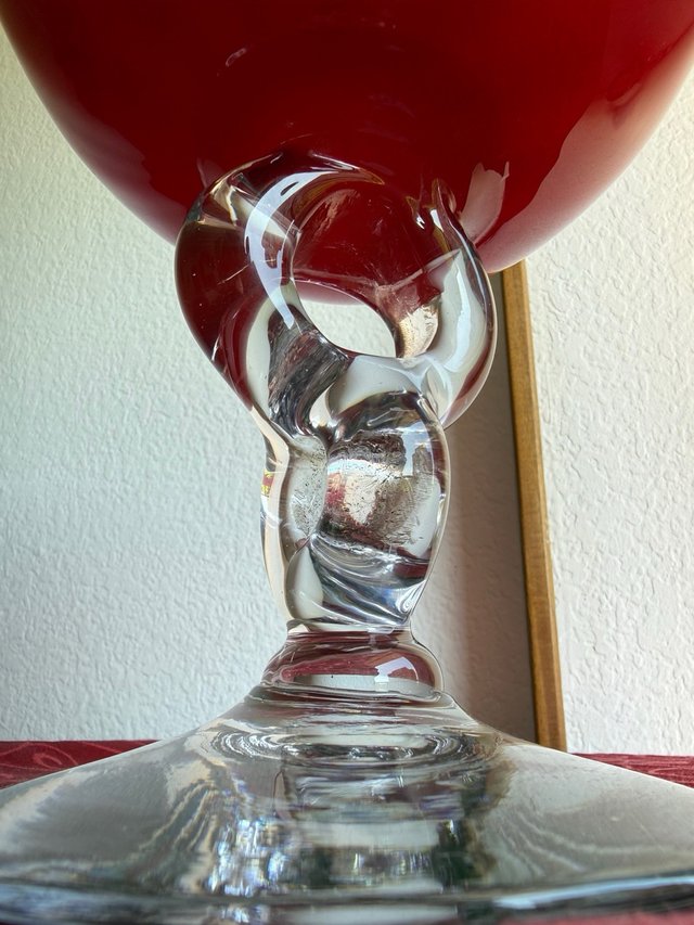 Jarrón Murano Rojo Tipo Copa Brandy Antiguo