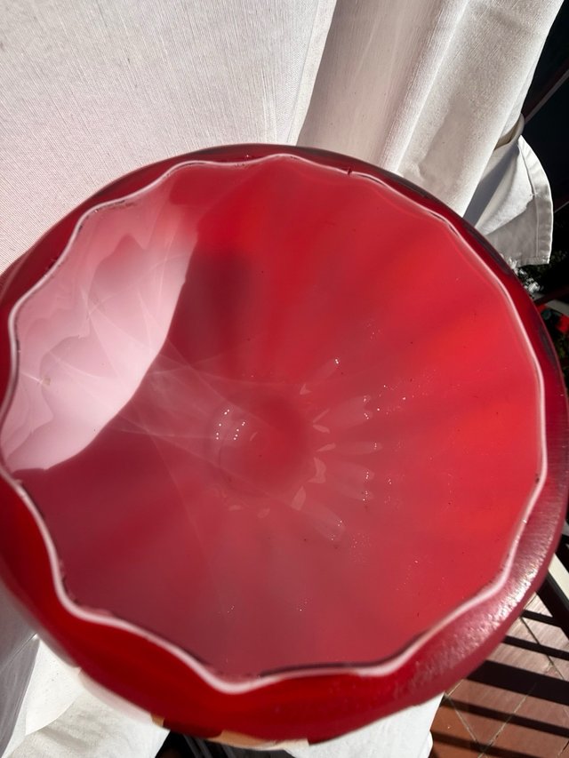 Jarrón Murano Rojo Tipo Copa Brandy Antiguo