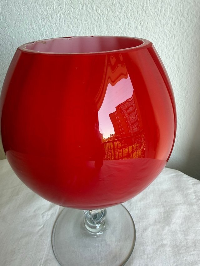 Jarrón Murano Rojo Tipo Copa Brandy Antiguo