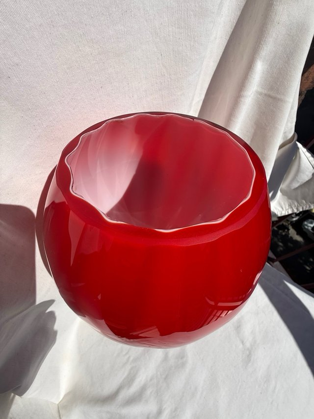 Jarrón Murano Rojo Tipo Copa Brandy Antiguo