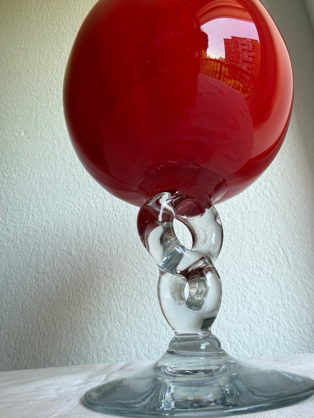 Jarrón Murano Rojo Tipo Copa Brandy Antiguo