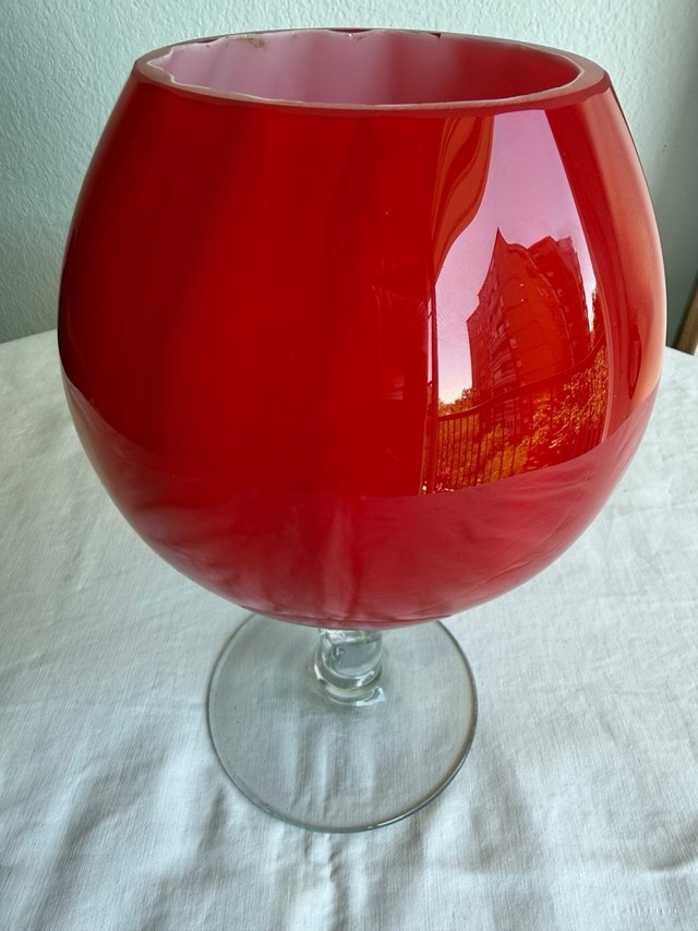 Jarrón Murano Rojo Tipo Copa Brandy Antiguo